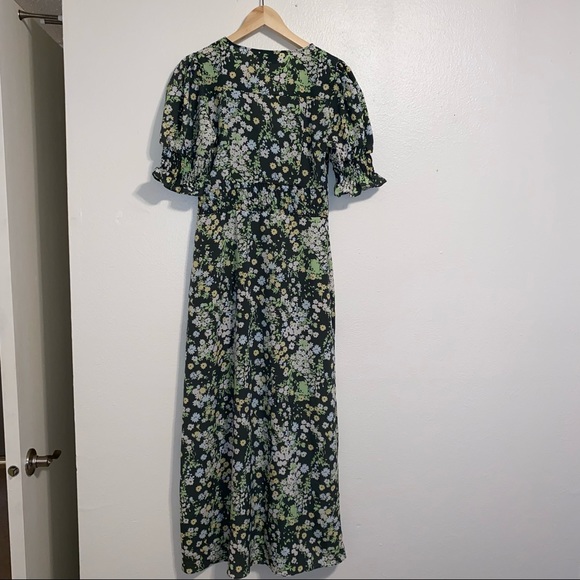 GREEN FLORAL MIDI DRESS (ASOS) NWT - Picture 4 of 8